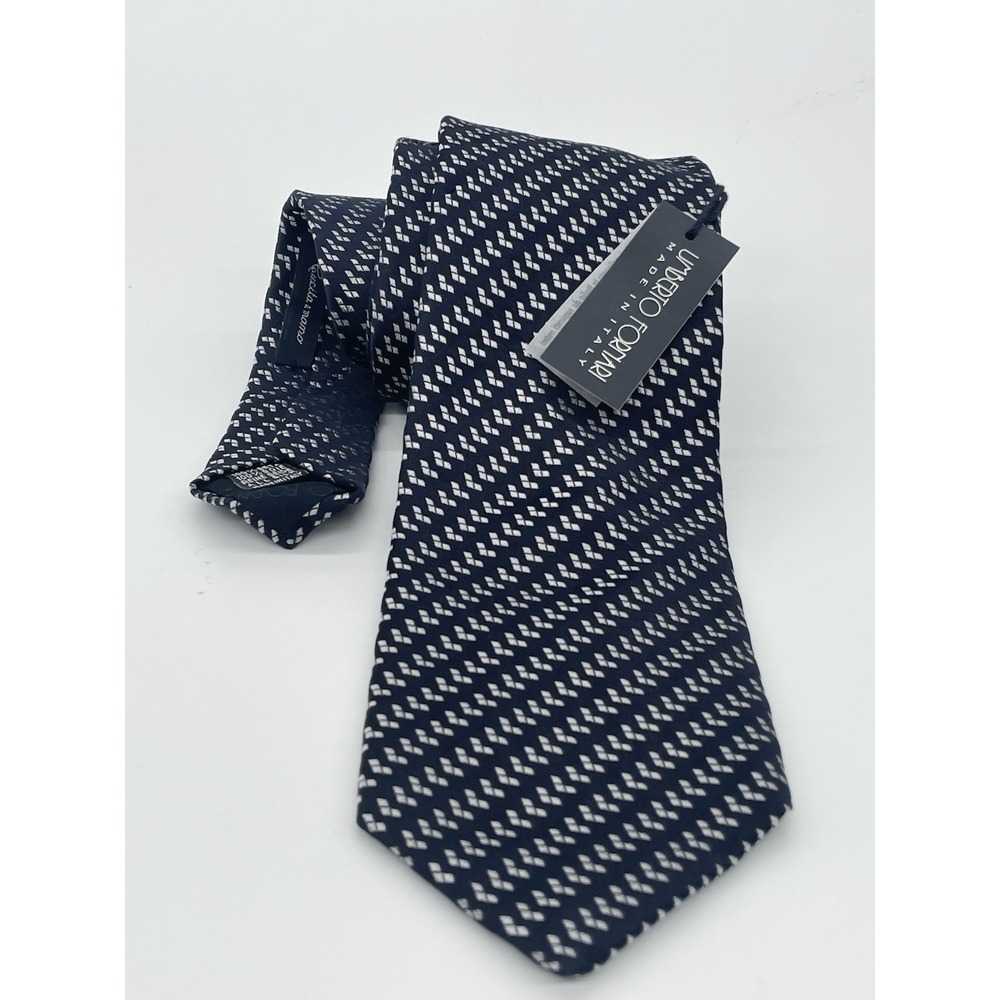 UMBERTO FORNARI Silk tie Made in Italy New Preppy Career‎ Wedding Party Blue
